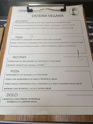 Vegan menu  at Osteria Casa Pepe in Trieste