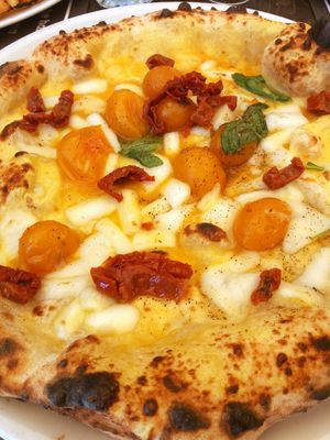 Pizza gialla (with rice mozzarella) at Osteria Casa Pepe in Trieste