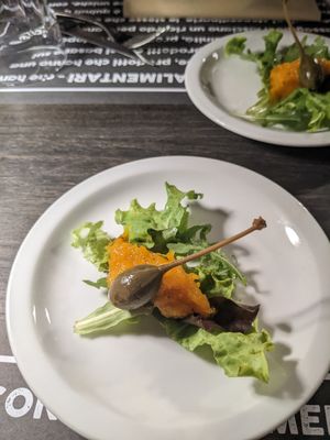 Starter that is brought out on the house at Osteria Casa Pepe in Trieste