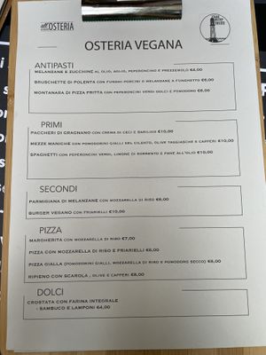 Vegan menu (ask for it, only Italian)  at Osteria Casa Pepe in Trieste