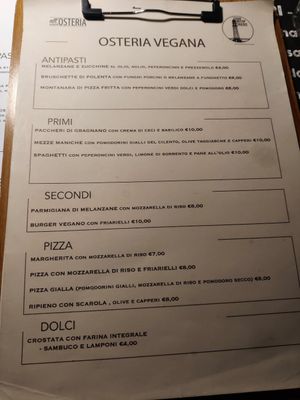 Menu at Osteria Casa Pepe in Trieste