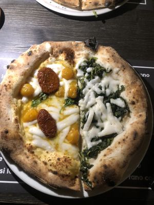 Pizza gialla and pizza friarielli  at Osteria Casa Pepe in Trieste