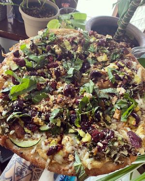 Mediterranean pizza  at Rise and Shine Cabaret Cafe in Parkland