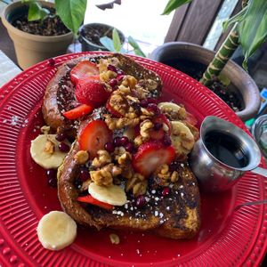 Vegan French toast  at Rise and Shine Cabaret Cafe in Parkland