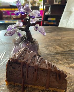 Vegan chocolate cheesecake  at Rise and Shine Cabaret Cafe in Parkland