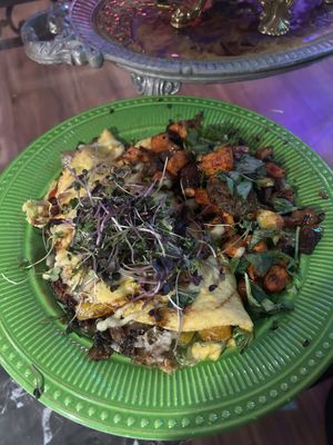 Vegan pesto omelet   at Rise and Shine Cabaret Cafe in Parkland