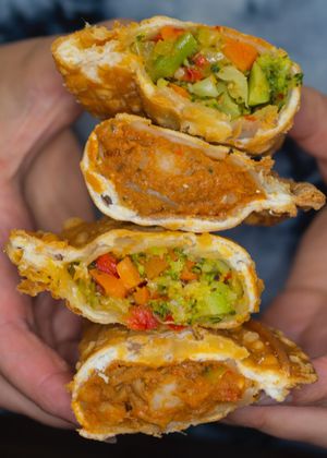 Veggie Lover Empanada & Nada-Beef Empanada at Island Empanada in Merrick