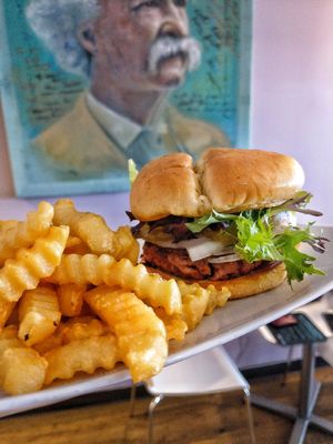 BBQ Burger vegan at Opera Café & Coffeehouse in Austin