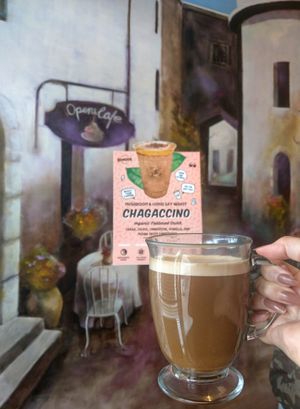 Chaga latte at Opera Café & Coffeehouse in Austin