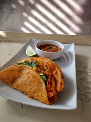 Jackfruit birria tacos at Opera Café & Coffeehouse in Austin