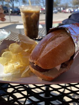 Sammy and chips at Opera Café & Coffeehouse in Austin