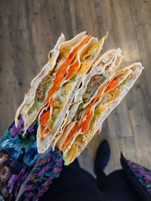 Kebab wrap and chickpea salad wrap at Opera Café & Coffeehouse in Austin