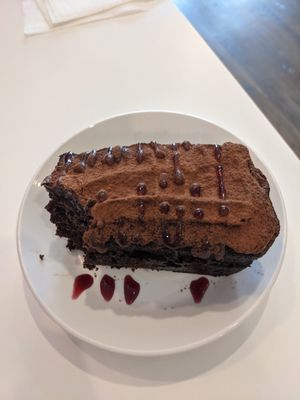 Chocolate raspberry cake at Opera Café & Coffeehouse in Austin