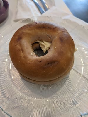 Blueberry bagel at Opera Café & Coffeehouse in Austin