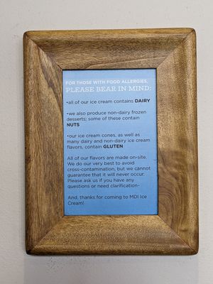 Allergens at Mount Desert Island Ice Cream in Washington