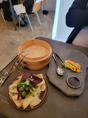 Turnip ala 'peking duck' at Altatto in Milan