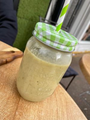 Avocado and date milkshake - amazing!!! It was more full than this but couldn’t stop myself from tasting before taking the photo!  at Ice Harvest in Bournemouth