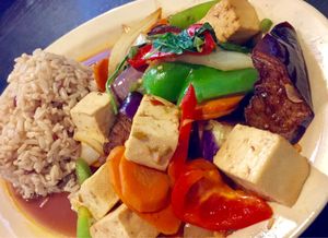 eggplant and basil with soft tofu at Top Thai in Castro Valley