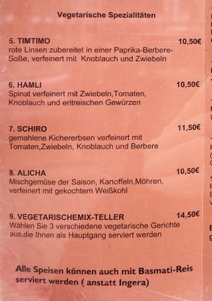 Vegetarian section  at Savanna in Reutlingen