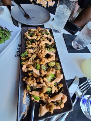 Cashew Brussels Spouts! Excellent. at Belse in Dallas
