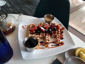 Lemon Poppy Seed Waffles 💖 at Belse in Dallas