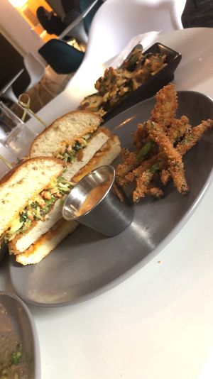 Crispy sandwich with crispy green beans  at Belse in Dallas