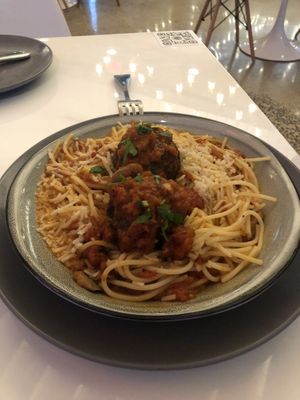 Spaghetti & meatballs  #Veganuary at Belse in Dallas