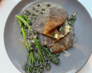 Forgot what it’s called in the menu but its like chicken schnitzel   at Belse in Dallas