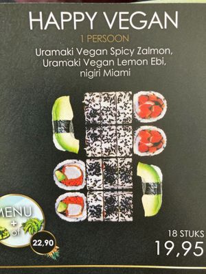 Happy vegan menu at SushiPoint in Gouda