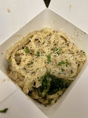 Cacio e pepe takeout at Pura Vita in Redondo Beach