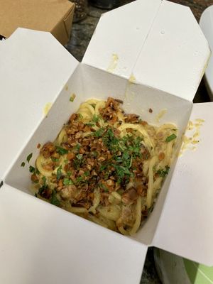 Carbonara takeout at Pura Vita in Redondo Beach