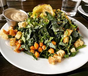 Hal kale/half lettuce Caesar Salad   at Pura Vita in Redondo Beach