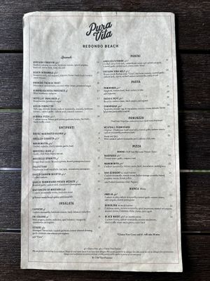 Main Menu  at Pura Vita in Redondo Beach