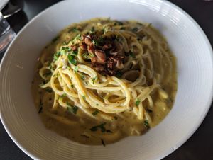 Carbonara 🤤 at Pura Vita in Redondo Beach