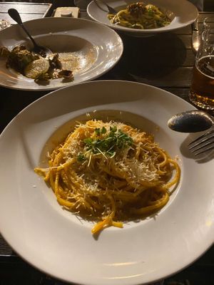 Calabrese and brussel sprouts at Pura Vita in Redondo Beach