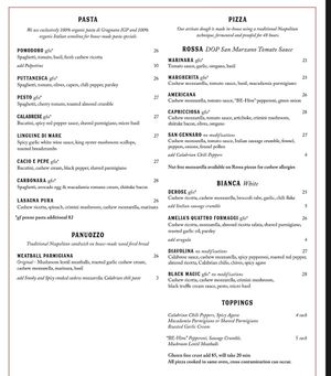 Dinner Menu 2 of 2 at Pura Vita in Redondo Beach