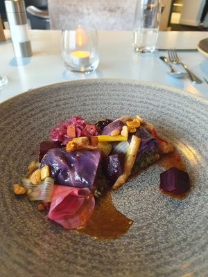 Lentils w/beetroot 4 ways at Tītī Restaurant in Dunedin