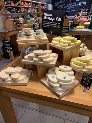 Massage oils at LUSH in Anchorage