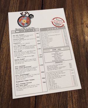 Menu at E.P's Takeaway in Copenhagen