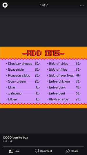 Side dishes at COCO Burrito Box in Chiang Mai