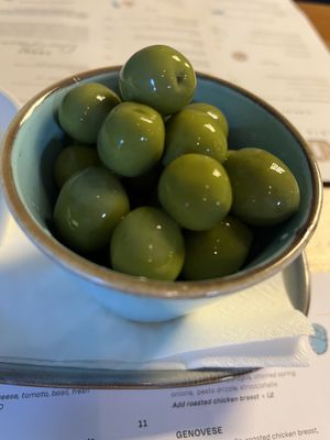 Nocellara olives   at Up North Pizza Co in South Shields