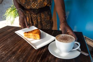 carrot cake and cappuchino also with almond milk. Ask for our coldbrew!! at Sweeties by Celia in Samara