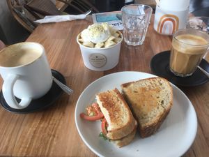 My friend loved her chia bowl and i really enjoyed the pesto in my avo toastie! Great coffee too! at Soul Sisters Café in Camberwell