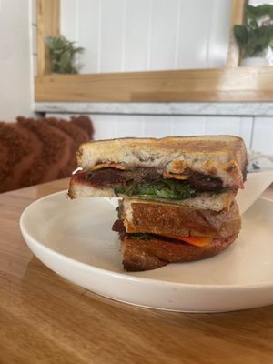 The works toastie   at Soul Sisters Café in Camberwell