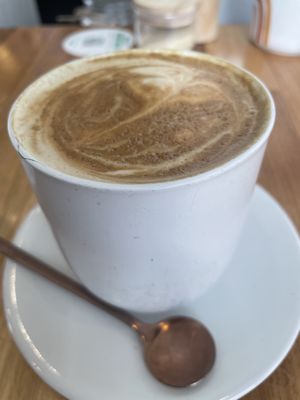 Soy flat whitee  at Soul Sisters Café in Camberwell