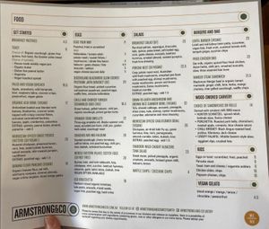 Food menu at ARMSTRONG & CO EATERY in Northcote