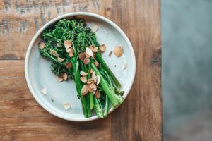Steamed greens with toasted almonds at Croydon Lane Wine and Tapas Bar in Cronulla