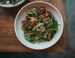 Roasted cauliflower salad with pistachios, dried cranberries and buckwheat at Croydon Lane Wine and Tapas Bar in Cronulla