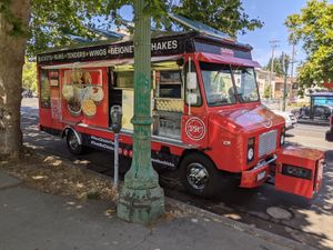 Their new food truck and all of its glory. at Don't be Chick'n in San Jose
