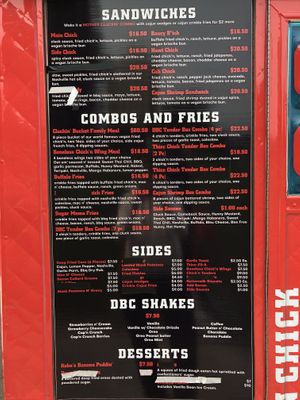 Menu  at Don't be Chick'n in San Jose